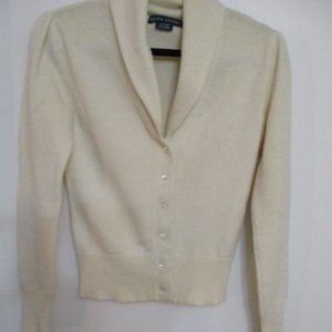 Ralph Lauren Women's Button Front Sweater Beige M Cashmere and Cotton Blend